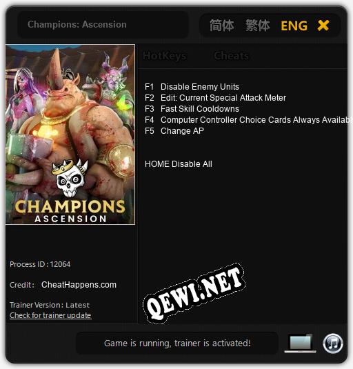 Champions: Ascension: Читы, Трейнер +5 [CheatHappens.com]