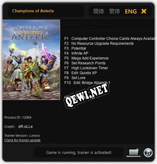 Champions of Anteria: Читы, Трейнер +10 [dR.oLLe]