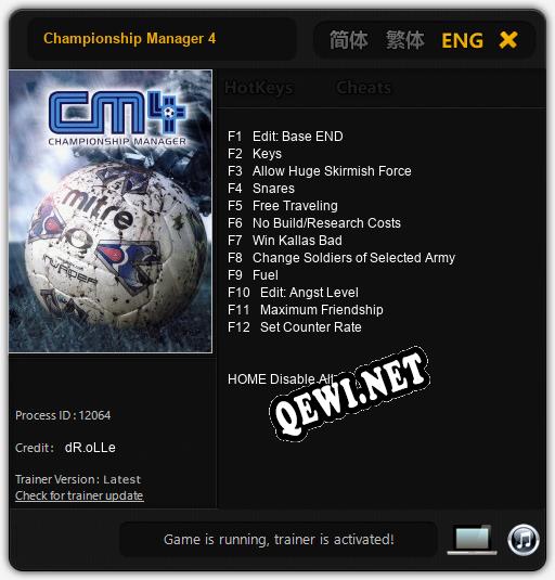 Championship Manager 4: Трейнер +12 [v1.8]