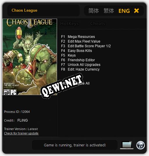 Chaos League: Трейнер +8 [v1.4]