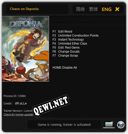 Трейнер для Chaos on Deponia [v1.0.2]