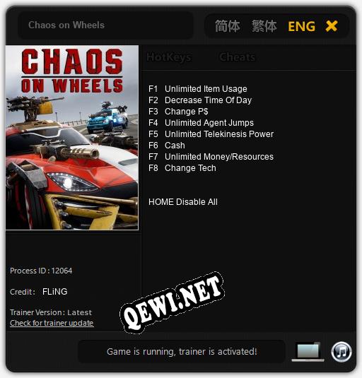 Трейнер для Chaos on Wheels [v1.0.5]