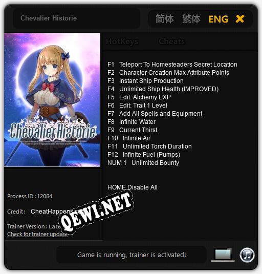 Трейнер для Chevalier Historie [v1.0.7]