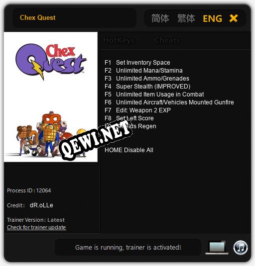 Chex Quest: Трейнер +9 [v1.3]