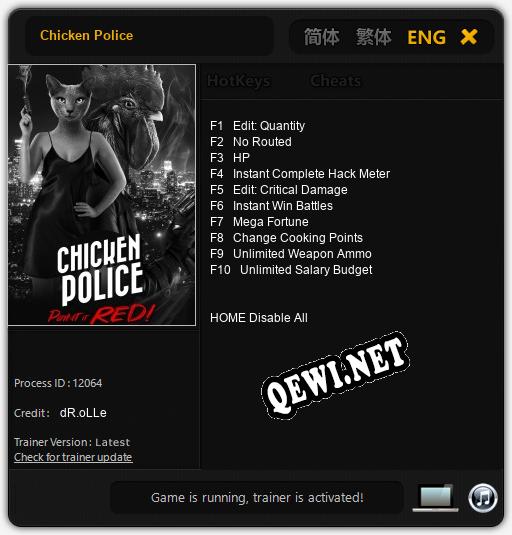 Chicken Police: Трейнер +10 [v1.8]