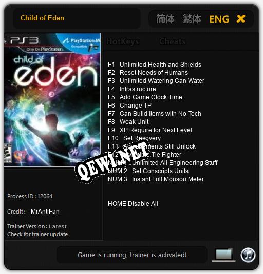 Child of Eden: Читы, Трейнер +15 [MrAntiFan]