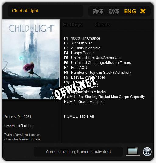 Child of Light: Трейнер +14 [v1.2]