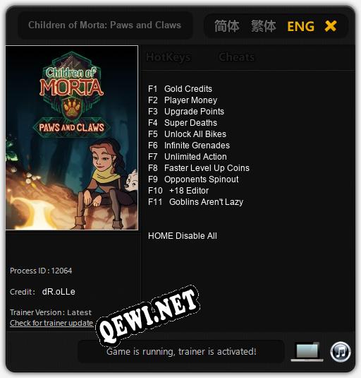 Трейнер для Children of Morta: Paws and Claws [v1.0.6]