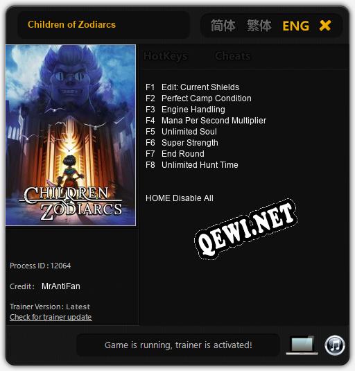 Трейнер для Children of Zodiarcs [v1.0.8]