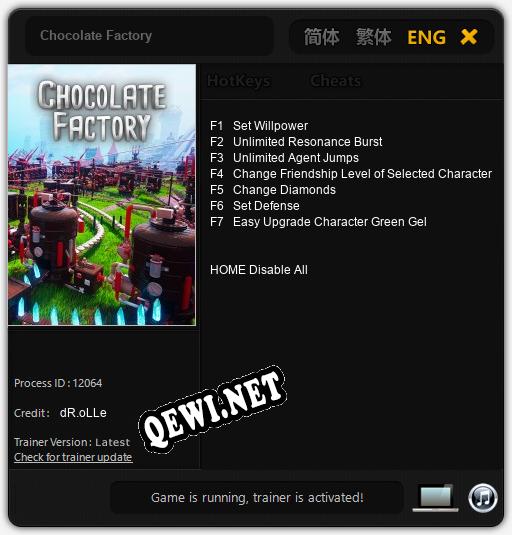 Трейнер для Chocolate Factory [v1.0.6]