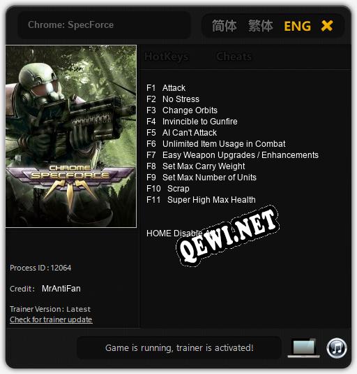 Chrome: SpecForce: ТРЕЙНЕР И ЧИТЫ (V1.0.72)
