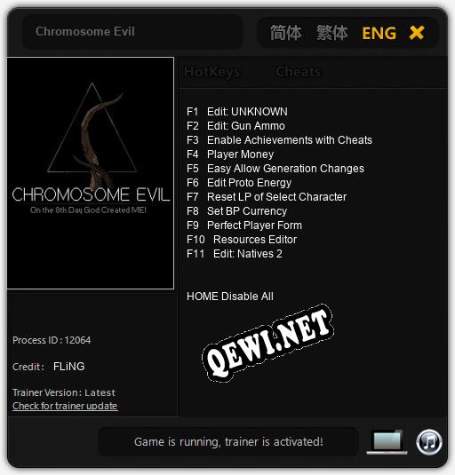 Трейнер для Chromosome Evil [v1.0.8]