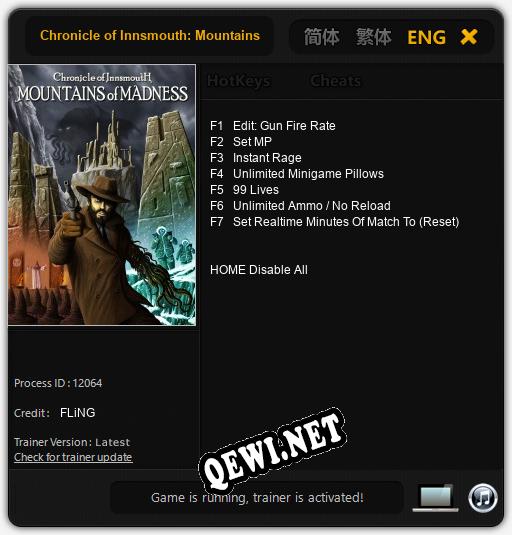 Трейнер для Chronicle of Innsmouth: Mountains of Madness [v1.0.1]