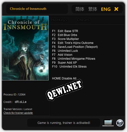 Chronicle of Innsmouth: Читы, Трейнер +10 [dR.oLLe]