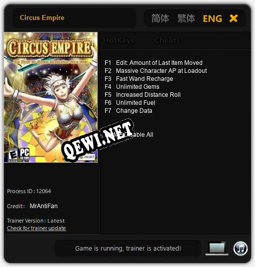 Circus Empire: ТРЕЙНЕР И ЧИТЫ (V1.0.30)