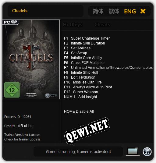 Citadels: Трейнер +13 [v1.2]