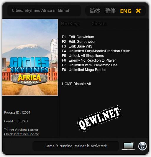 Трейнер для Cities: Skylines Africa in Miniature [v1.0.5]