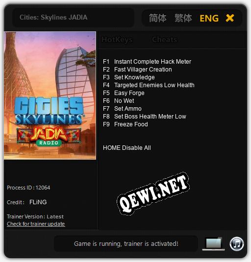 Cities: Skylines JADIA: Читы, Трейнер +9 [FLiNG]