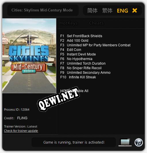 Трейнер для Cities: Skylines Mid-Century Modern [v1.0.6]