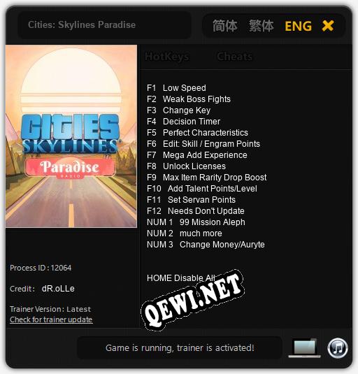 Трейнер для Cities: Skylines Paradise [v1.0.2]