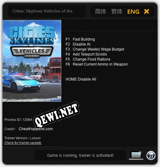 Cities: Skylines Vehicles of the World: Читы, Трейнер +6 [CheatHappens.com]