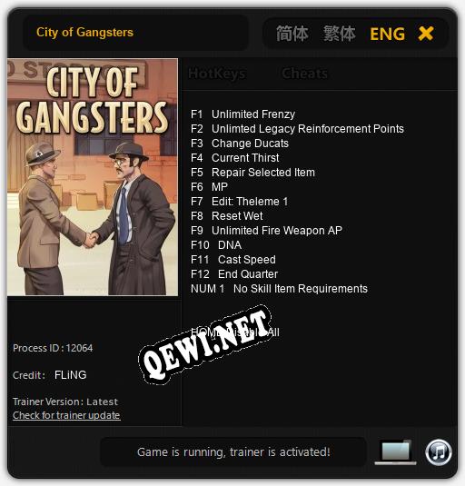 City of Gangsters: ТРЕЙНЕР И ЧИТЫ (V1.0.83)