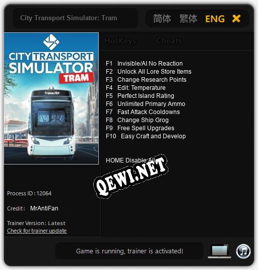 Трейнер для City Transport Simulator: Tram [v1.0.7]