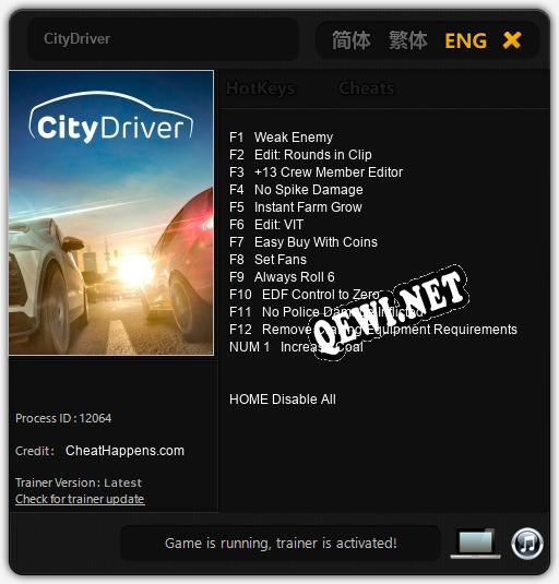 CityDriver: Читы, Трейнер +13 [CheatHappens.com]