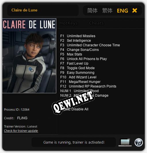 Claire de Lune: ТРЕЙНЕР И ЧИТЫ (V1.0.58)