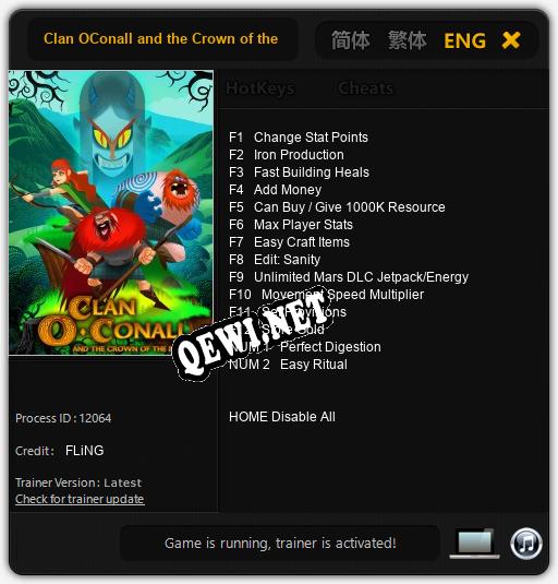 Трейнер для Clan OConall and the Crown of the Stag [v1.0.1]