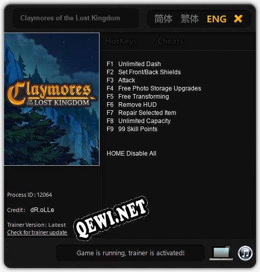 Трейнер для Claymores of the Lost Kingdom [v1.0.1]