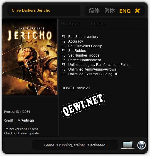 Clive Barkers Jericho: Читы, Трейнер +9 [MrAntiFan]