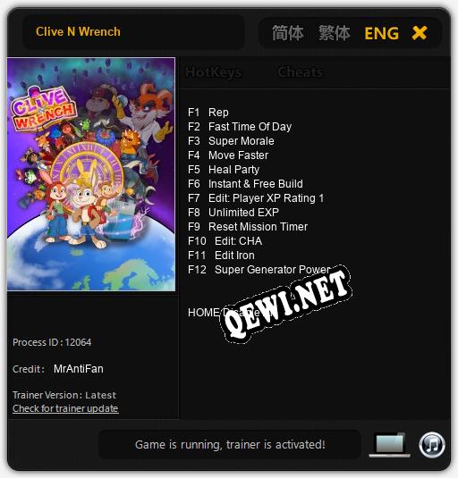 Clive N Wrench: ТРЕЙНЕР И ЧИТЫ (V1.0.86)