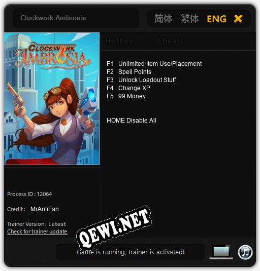 Трейнер для Clockwork Ambrosia [v1.0.9]