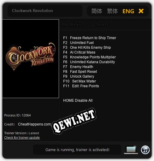 Clockwork Revolution: ТРЕЙНЕР И ЧИТЫ (V1.0.78)
