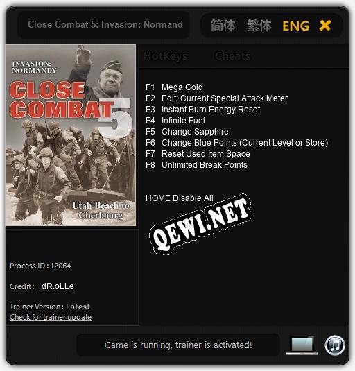 Трейнер для Close Combat 5: Invasion: Normandy [v1.0.1]