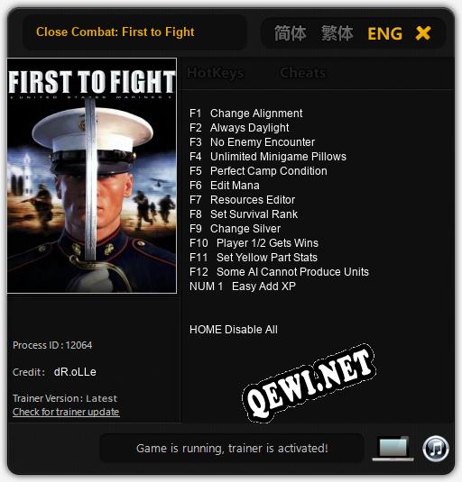 Трейнер для Close Combat: First to Fight [v1.0.9]