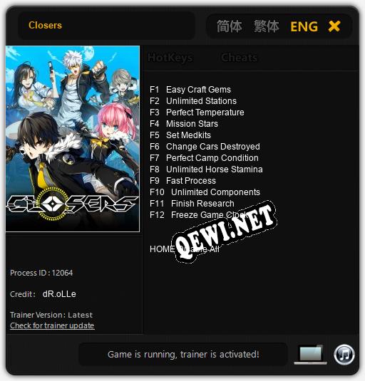 Closers: ТРЕЙНЕР И ЧИТЫ (V1.0.50)