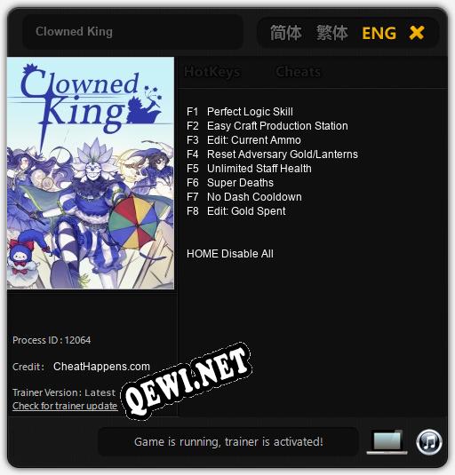 Clowned King: Трейнер +8 [v1.1]