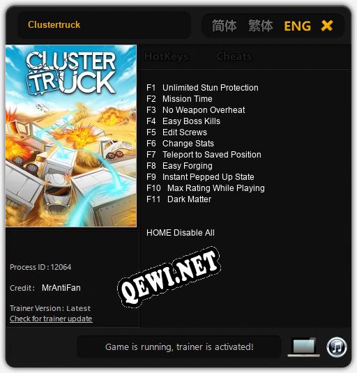 Clustertruck: Трейнер +11 [v1.4]
