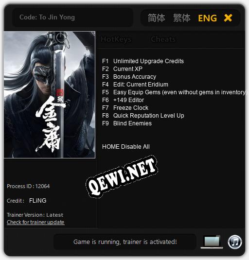 Code: To Jin Yong: Трейнер +9 [v1.6]