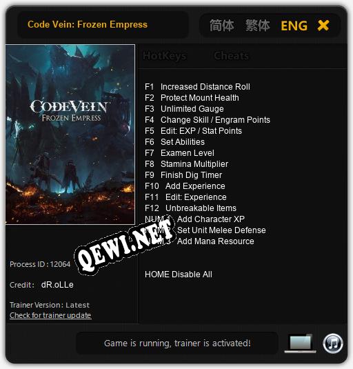 Code Vein: Frozen Empress: Трейнер +15 [v1.2]
