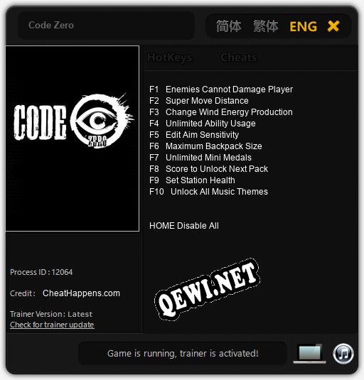 Code Zero: ТРЕЙНЕР И ЧИТЫ (V1.0.16)