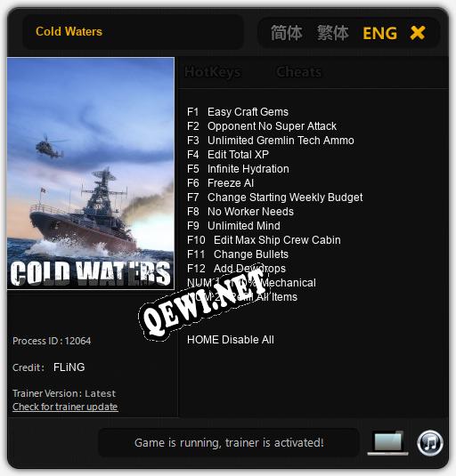 Cold Waters: Трейнер +14 [v1.7]