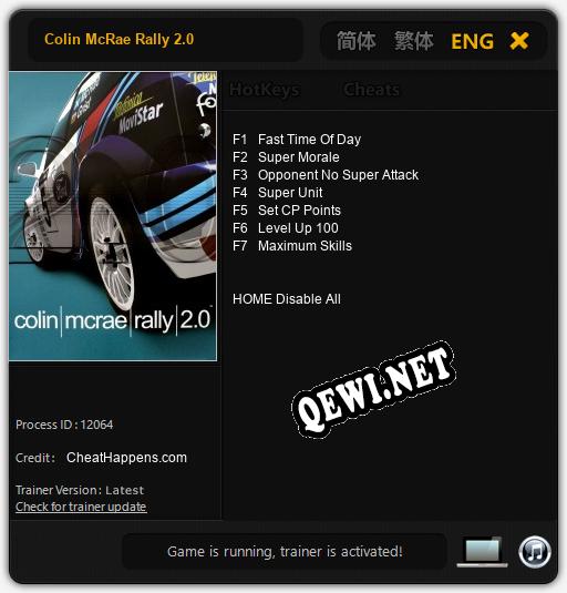 Colin McRae Rally 2.0: Трейнер +7 [v1.2]