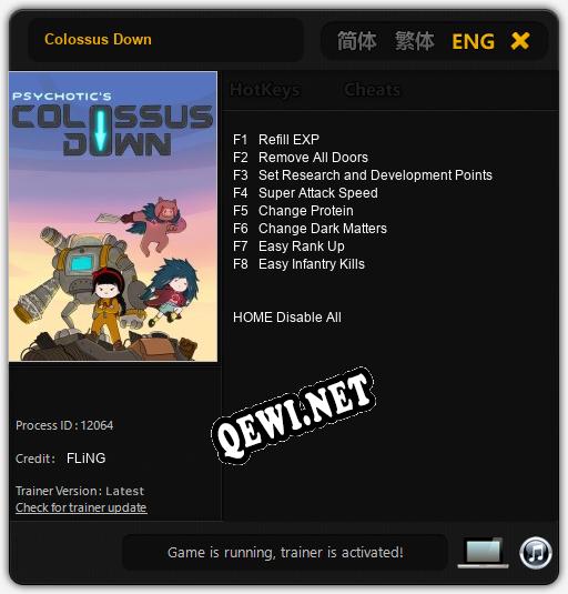 Трейнер для Colossus Down [v1.0.9]
