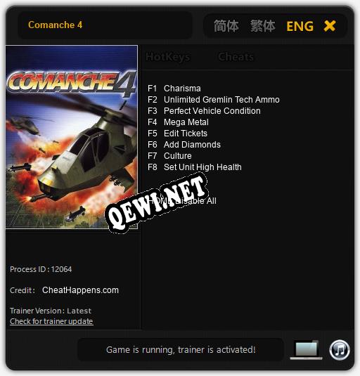 Comanche 4: Читы, Трейнер +8 [CheatHappens.com]