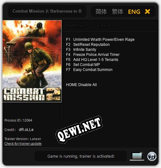Трейнер для Combat Mission 2: Barbarossa to Berlin [v1.0.3]