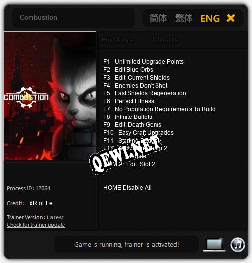 Трейнер для Combustion [v1.0.4]
