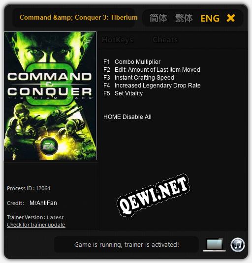 Трейнер для Command & Conquer 3: Tiberium Wars [v1.0.6]